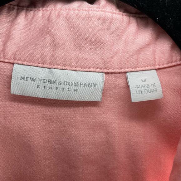 Y2K New York and Co pink button up office siren mean girls ruched size M - Picture 5 of 9